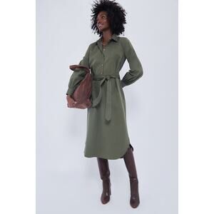 TUCKERNUCK Olive Lantern Sleeve Tory Shirt Dress Size M NWT